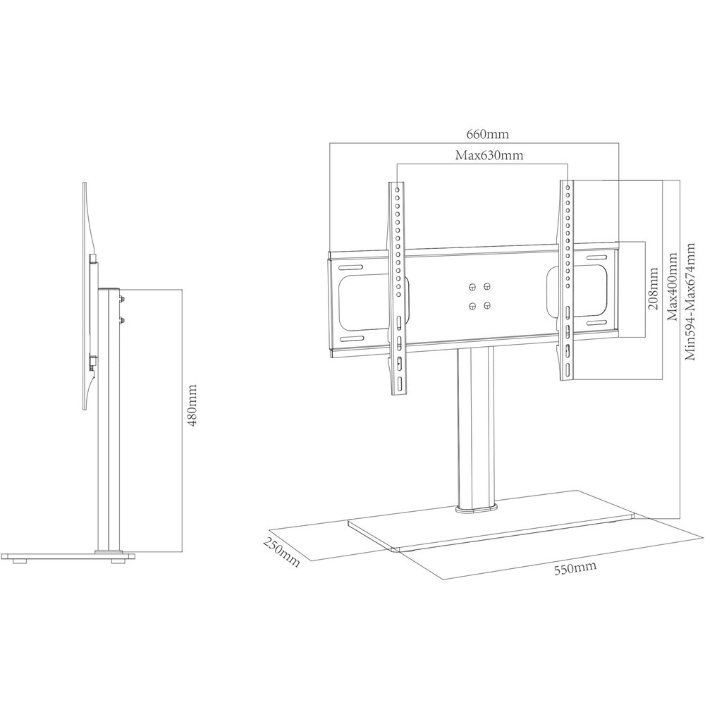 Číslo obrázku produktu 5: VCM stolní stojan na TV B-TTS 600, černý