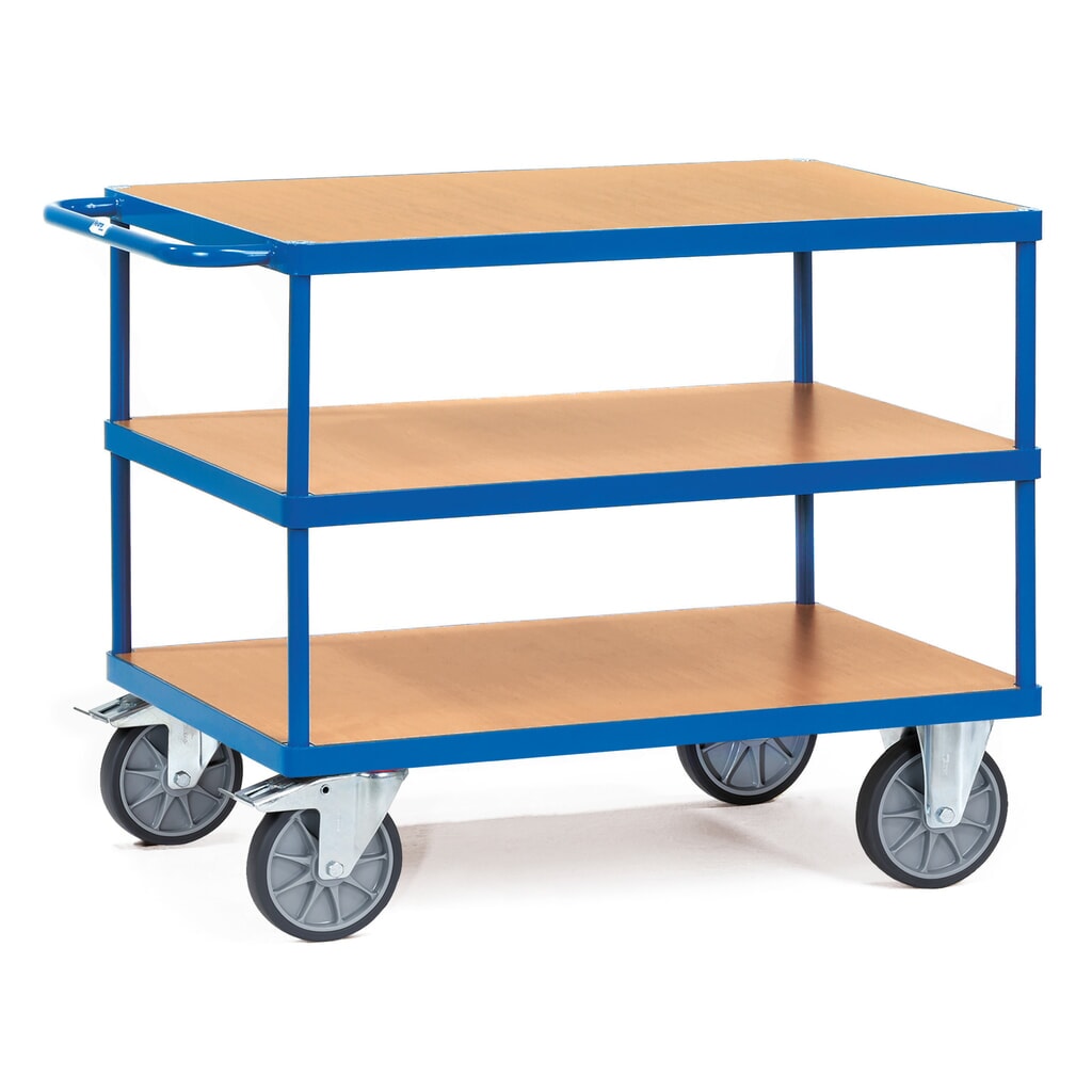 Obrázek produktu: Těžký pojízdný stolek a montážní vozík fetra®, 3 patra à 700 x 1 000 mm