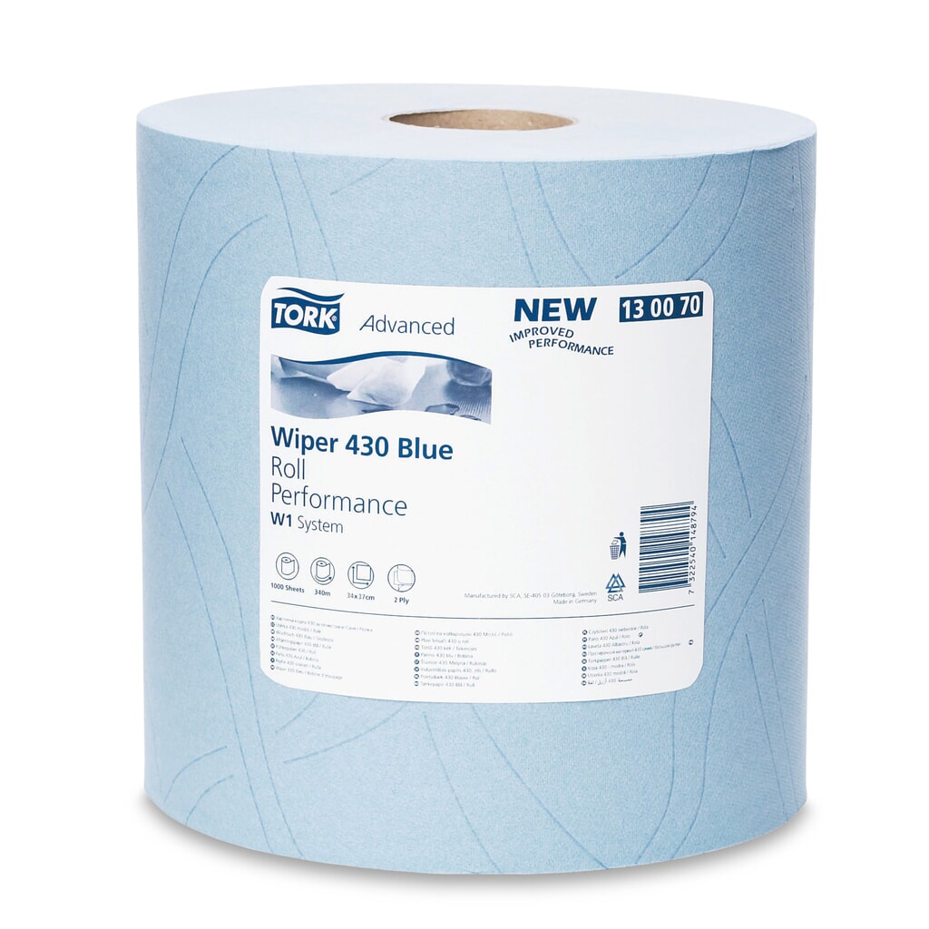 TORK® Extra silné ubrousky, VxŠ 340 x 370 mm, 1 role, modrá Obrázek produktu: TORK® Extra silné ubrousky, VxŠ 340 x 370 mm, 1 role, modrá