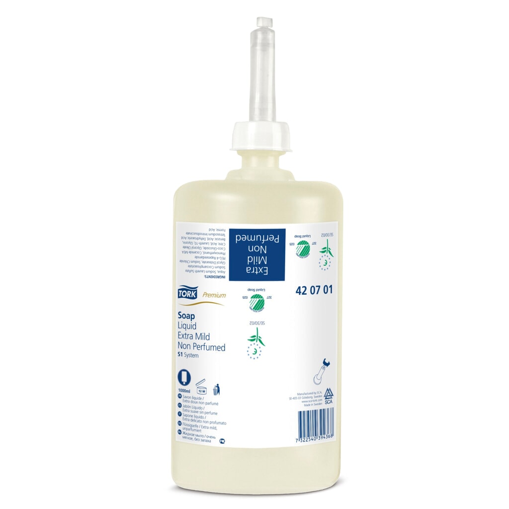 TORK® Extra MILD tekuté mýdlo, MAXI dávkovač Obrázek produktu: TORK® Extra MILD tekuté mýdlo, MAXI dávkovač