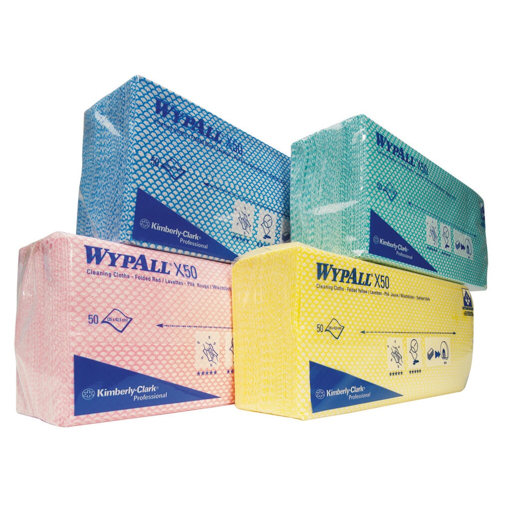 Obrázek produktu: Úklidové ubrousky WypAll® X50, Interfold, VxŠ 41,8 x 22,1 cm, zelené