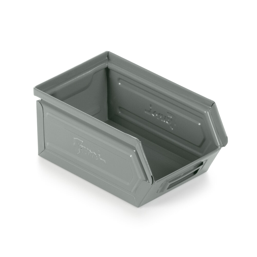 Číslo obrázku produktu 1: Skladovací box Fami, VxŠxH 95 x 75 x 160 mm, ocelový plech, veverčí šedá, 20 ks/JB