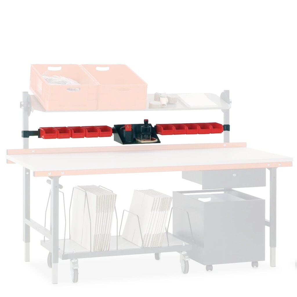 Multifunkční nosič pro Rocholz balicí stůl, VxŠxH 40 x 1640 x 40 mm Obrázek produktu: Multifunkční nosič pro Rocholz balicí stůl, VxŠxH 40 x 1640 x 40 mm