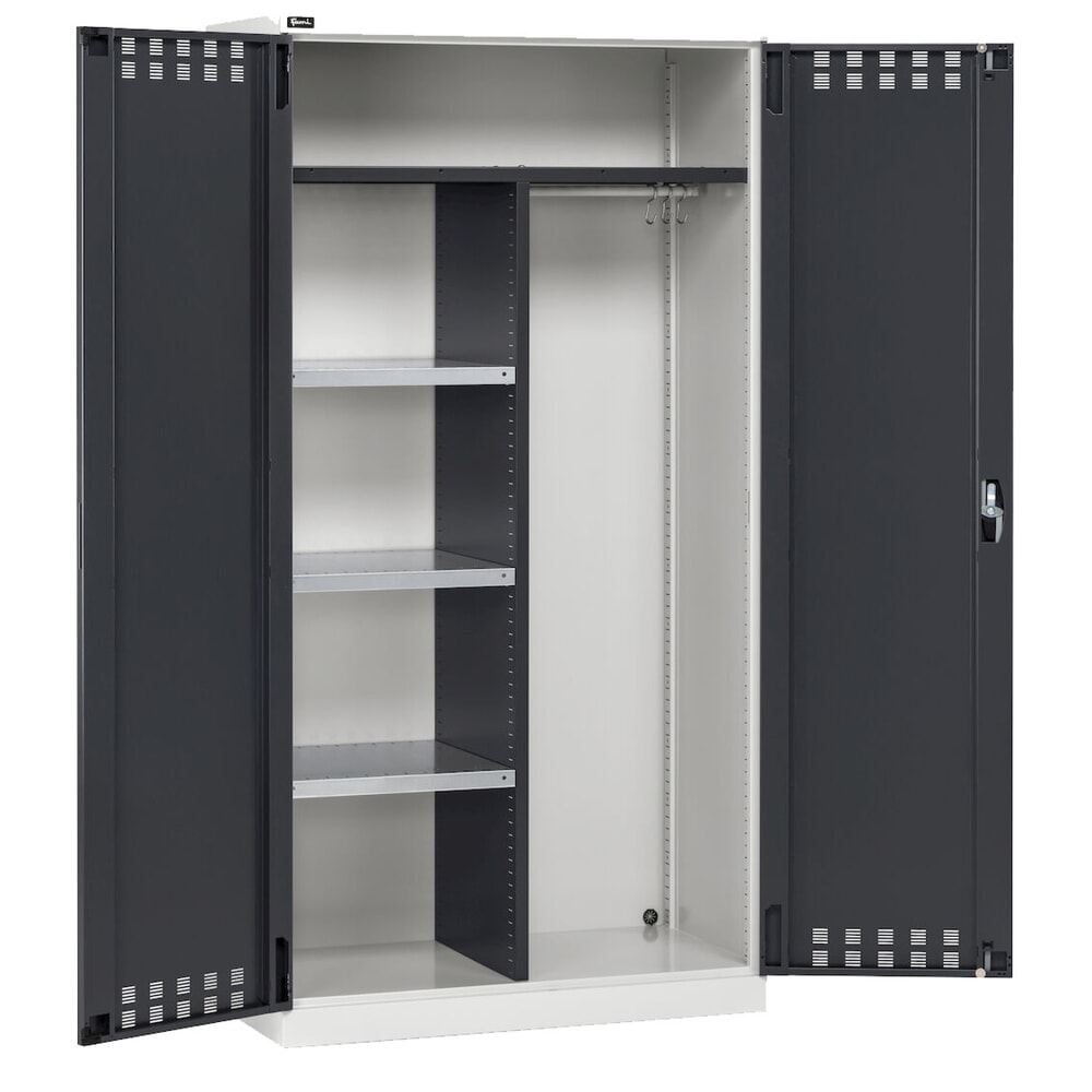 Číslo obrázku produktu 4: Univerzální skříň Fami PERFOM, šatní tyč, 3 police, VxŠxH 2000 x 1023 x 726 mm, světle šedá, antracit