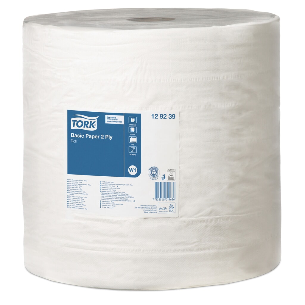 Ubrousky TORK® Standard, VxŠ 340 x 370 mm, 1 role, bílá Obrázek produktu: Ubrousky TORK® Standard, VxŠ 340 x 370 mm, 1 role, bílá