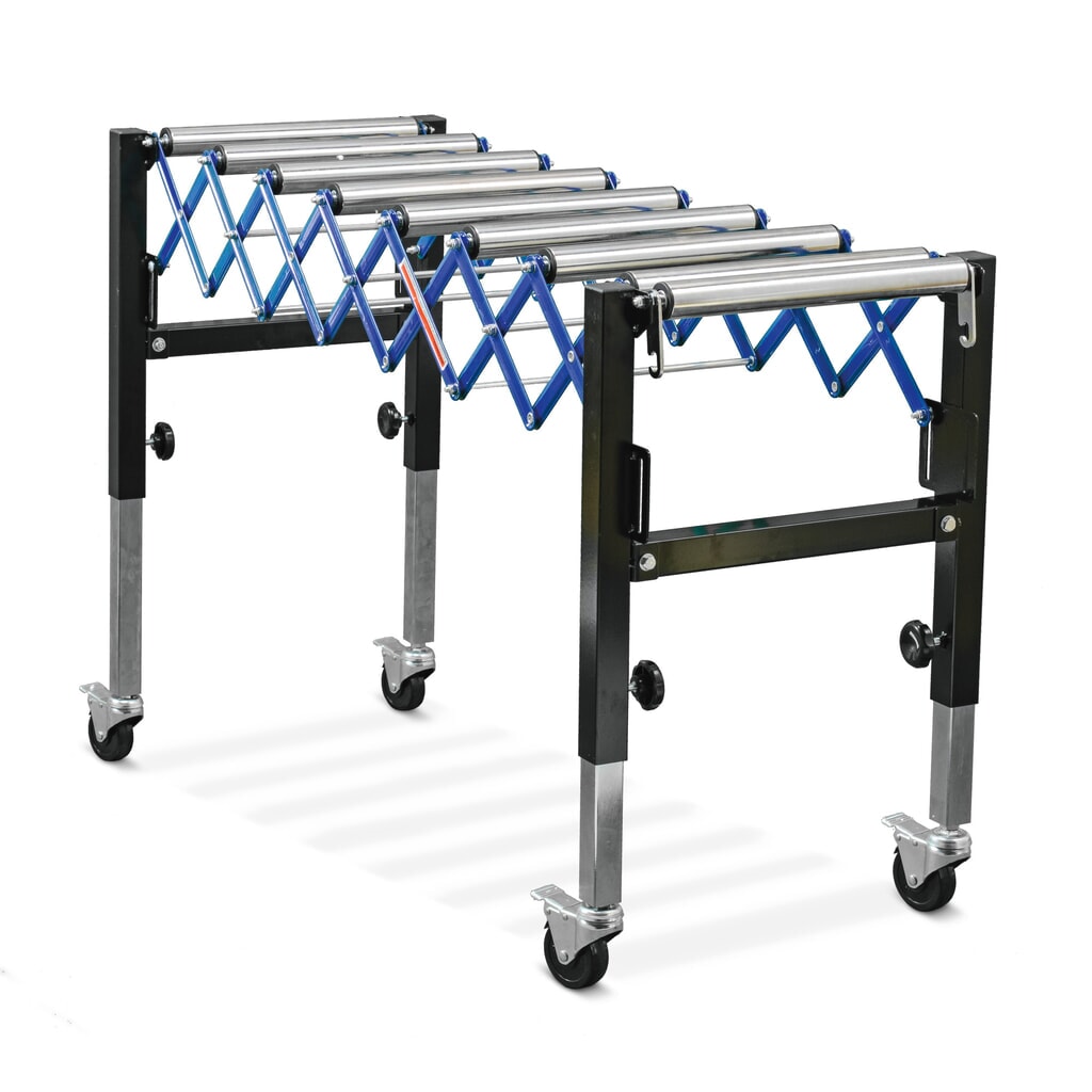 Válečkový dopravník Ameise® s nůžkovým mechanismem, délka dopravníku 375-1270 mm, šířka dopravníku 350 mm, nosnost 60 kg Obrázek produktu: Válečkový dopravník Ameise® s nůžkovým mechanismem, délka dopravníku 375-1270 mm, šířka dopravníku 350 mm, nosnost 60 kg
