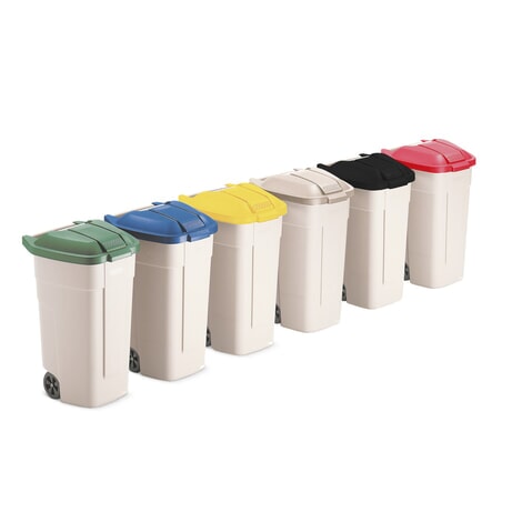 Číslo obrázku produktu 1: Kontejner na odpad Rubbermaid®, 100 litrů, kolečka, víko černé