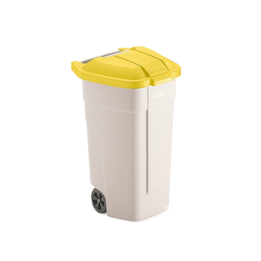 Číslo obrázku produktu 2: Kontejner na odpad Rubbermaid®, 100 litrů, kolečka, víko žluté