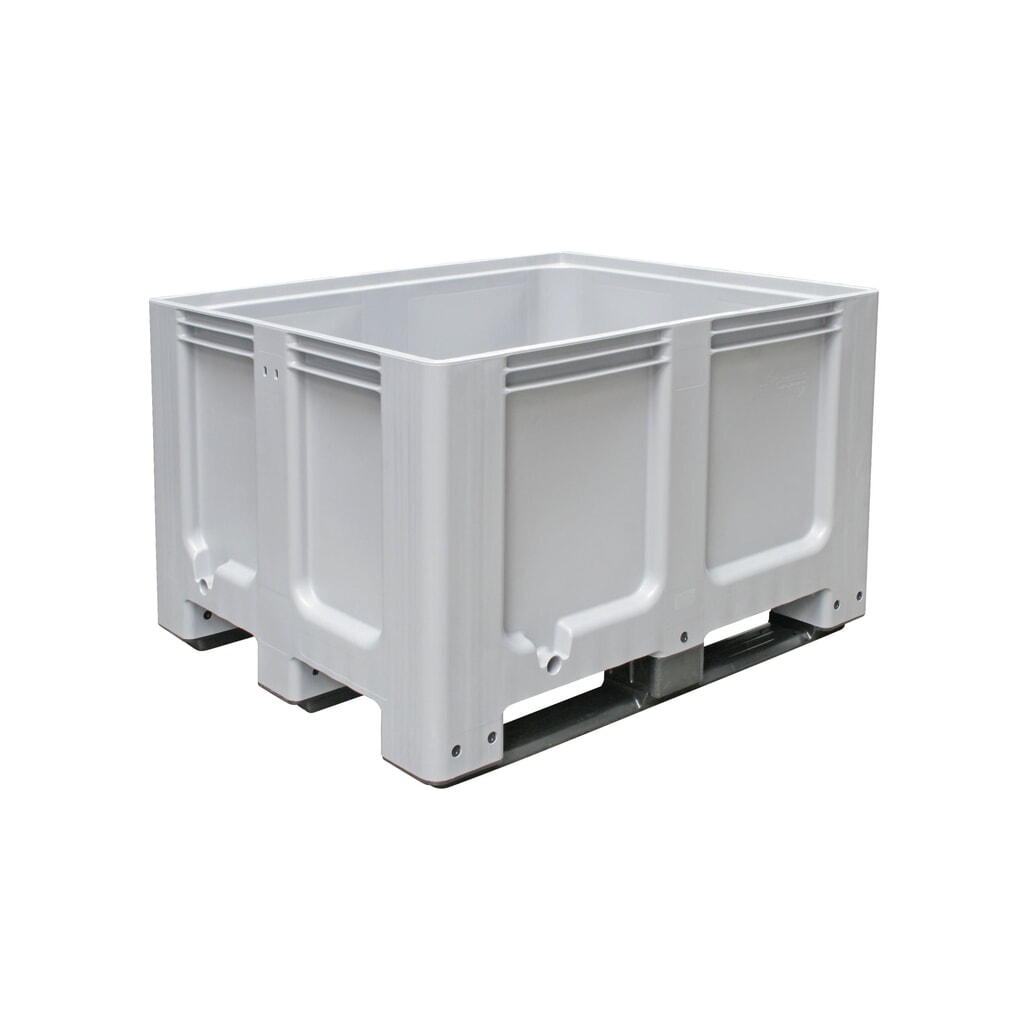 Velký zásobník z polyetylenu, 610 l, s traverzami, šedý Obrázek produktu: Velký zásobník z polyetylenu, 610 l, s traverzami, šedý