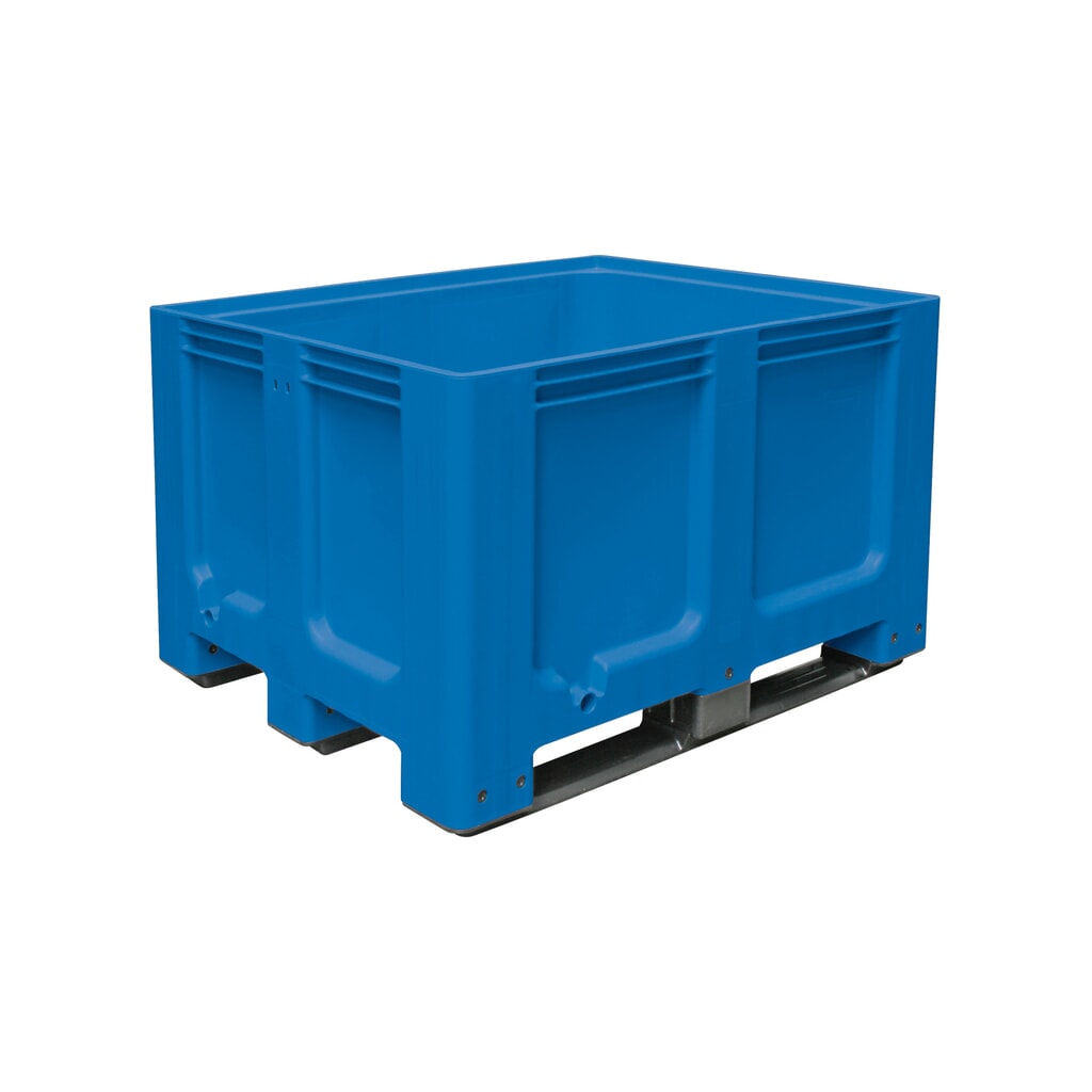 Velký zásobník z polyetylenu, 610 l, s traverzami, modrý Obrázek produktu: Velký zásobník z polyetylenu, 610 l, s traverzami, modrý