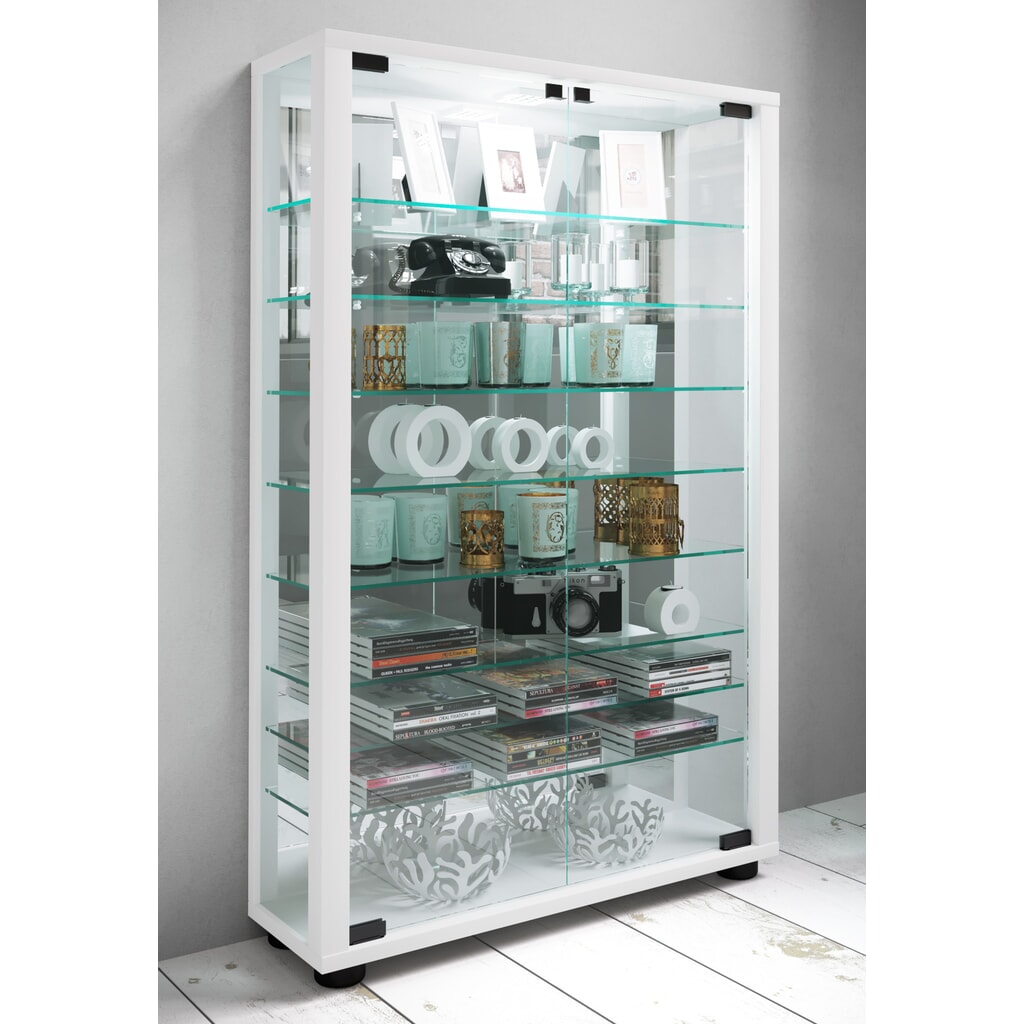 VCM stojací vitrína Lumo Mini se zrcadlem, bílá Číslo obrázku produktu 3: VCM stojací vitrína Lumo Mini se zrcadlem, bílá