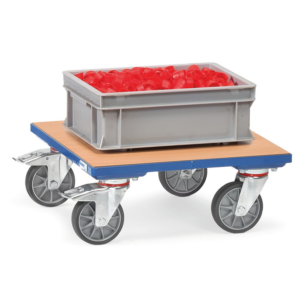 Číslo obrázku produktu 2: Vozík na boxy fetra® s dřevěnou plošinou, nosnost 400 kg, ložná plocha ŠxH 500 x 500 mm