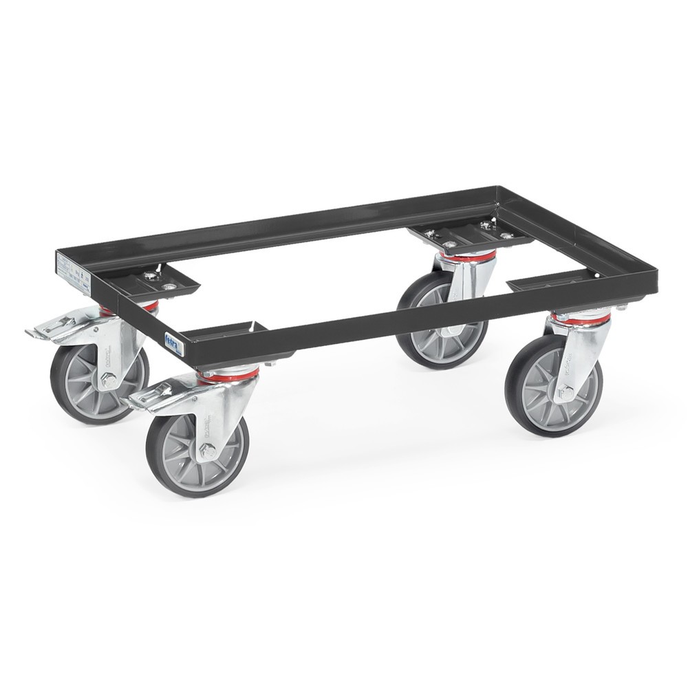 Obrázek produktu: Vozík na euro bedny fetra® z oceli, nosnost 250 kg, ŠxH 610 x 410 mm, antracitová šedá