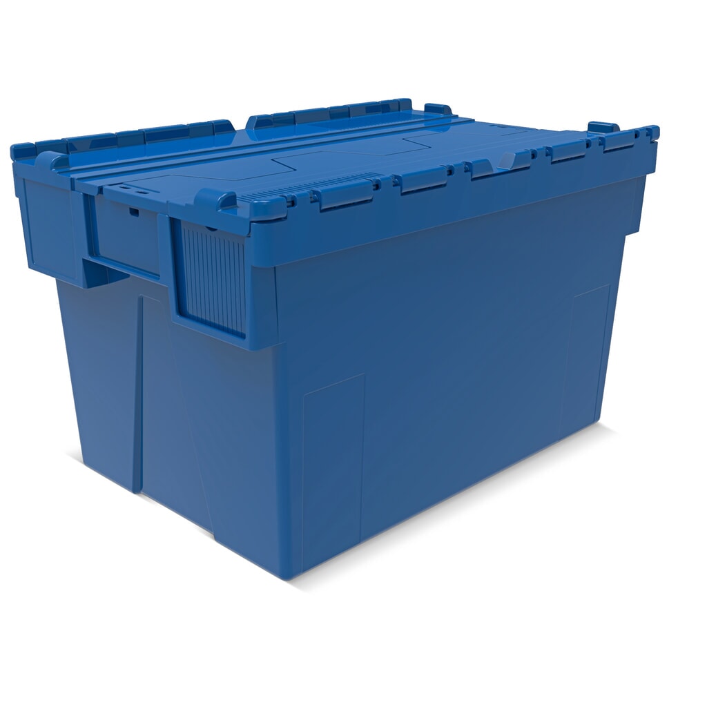 Alpha Eurobox z PP s sklápěcím víkem, modrý, 65 l, VxŠxH 365 x 600 x 400 mm Obrázek produktu: Alpha Eurobox z PP s sklápěcím víkem, modrý, 65 l, VxŠxH 365 x 600 x 400 mm
