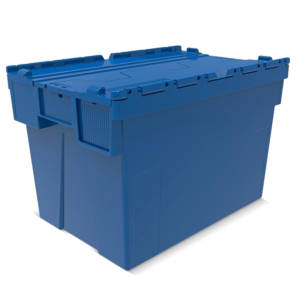 Číslo obrázku produktu 1: Alpha Eurobox z PP s sklápěcím víkem, modrý, 77 l, VxŠxH 400 x 600 x 400 mm