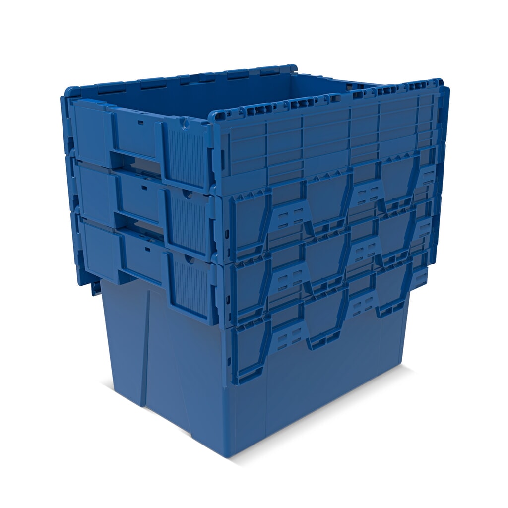 Číslo obrázku produktu 7: Alpha Eurobox z PP s sklápěcím víkem, modrý, 77 l, VxŠxH 400 x 600 x 400 mm