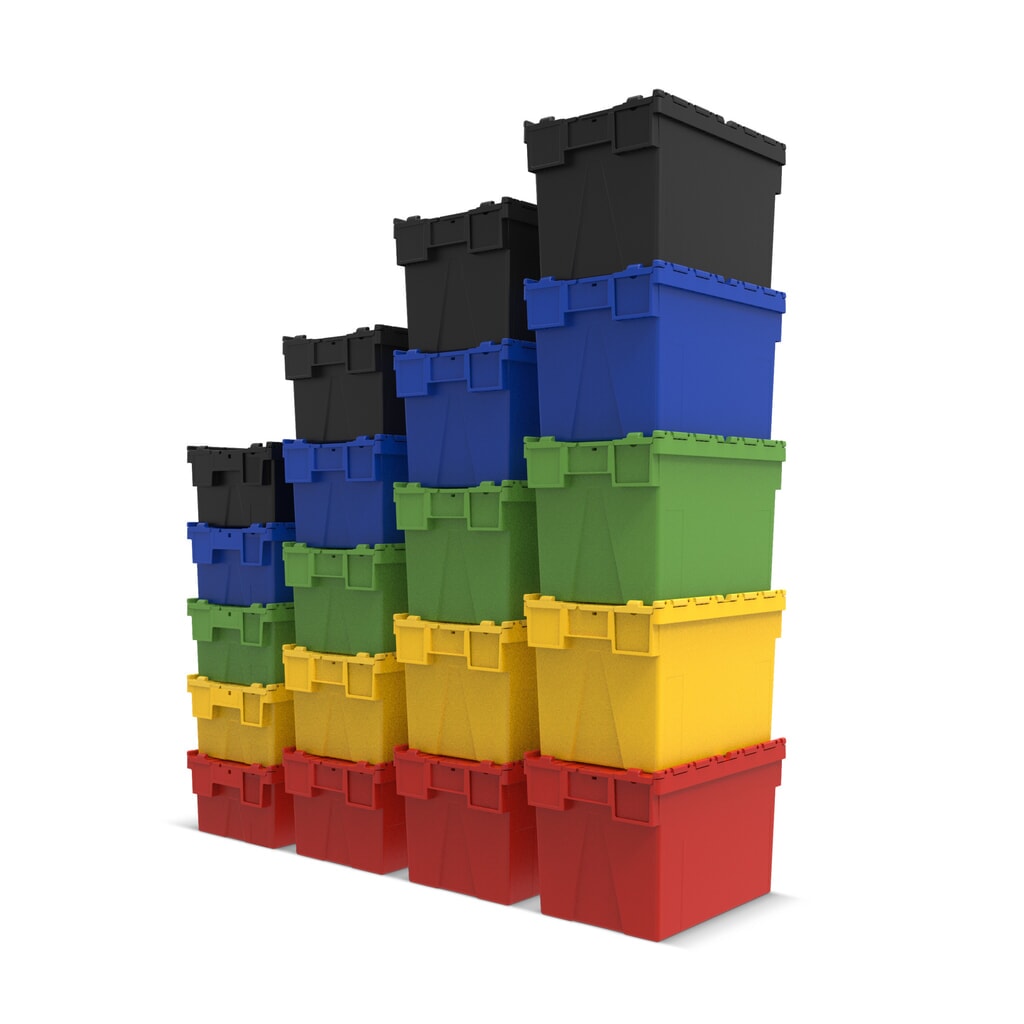 Číslo obrázku produktu 5: Alpha Eurobox z PP s sklápěcím víkem, modrý, 77 l, VxŠxH 400 x 600 x 400 mm