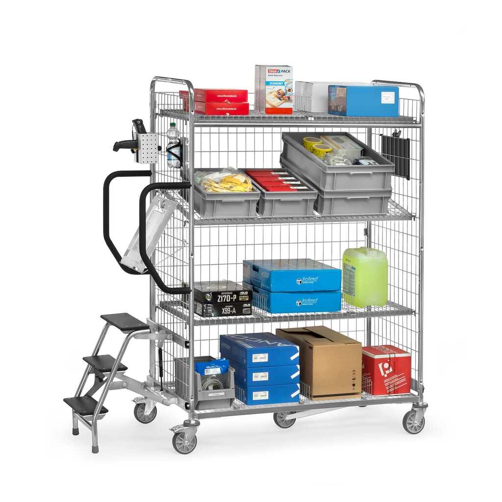 Číslo obrázku produktu 4: Vychystávací vozík fetra®, VxŠxH 1 225 x 590 x 891 mm, nosnost 200 kg
