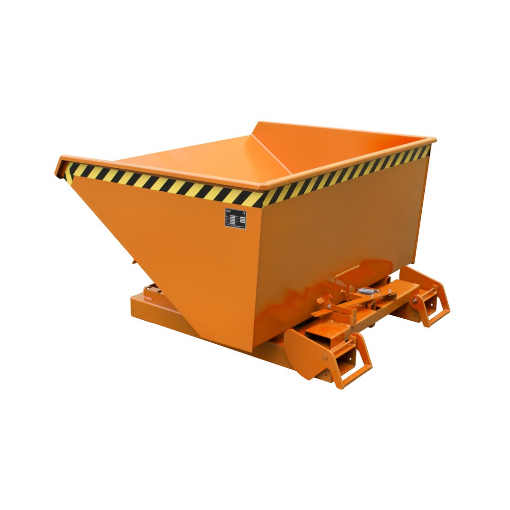 Číslo obrázku produktu 1: Vyklápěcí zásobník Bauer® s automatickou pojízdnou mechanikou, nosnost 1000 kg, lakované provedení, objem 0,9 m³, RAL 2000 žlutooranžová