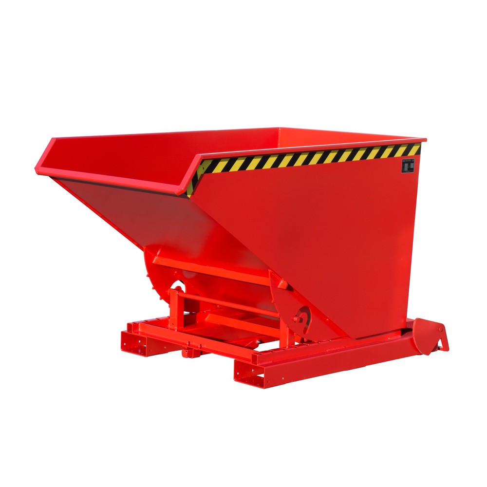 Obrázek produktu: Vyklápěcí zásobník Bauer® s automatickou pojízdnou mechanikou, nosnost 1500 kg, lakované provedení, objem 1,2 m³, RAL 3000 ohnivě červená
