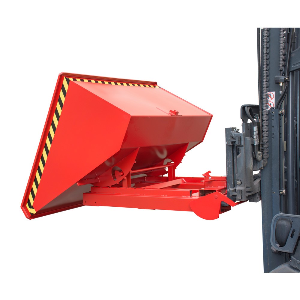 Číslo obrázku produktu 1: Vyklápěcí zásobník Bauer® s automatickou pojízdnou mechanikou, nosnost 1000 kg, lakované provedení, objem 0,9 m³, RAL 3000 ohnivě červená