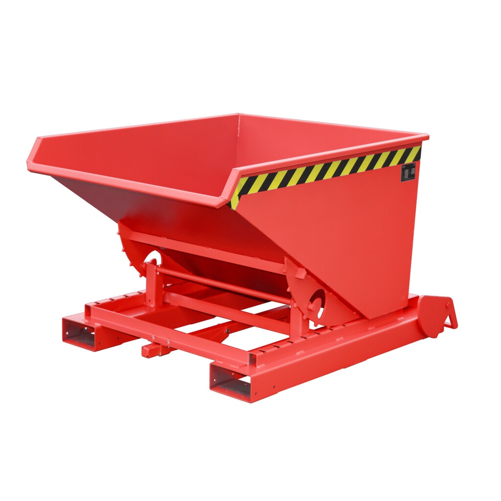 Obrázek produktu: Vyklápěcí zásobník Bauer® s automatickou pojízdnou mechanikou, nosnost 1000 kg, lakované provedení, objem 0,6 m³, RAL 3000 ohnivě červená