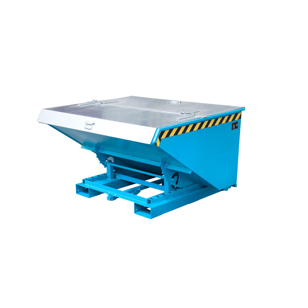 Číslo obrázku produktu 1: Vyklápěcí zásobník Bauer® s automatickou pojízdnou mechanikou, nosnost 1000 kg, lakované provedení, objem 0,9 m³, RAL 5012 světle modrá