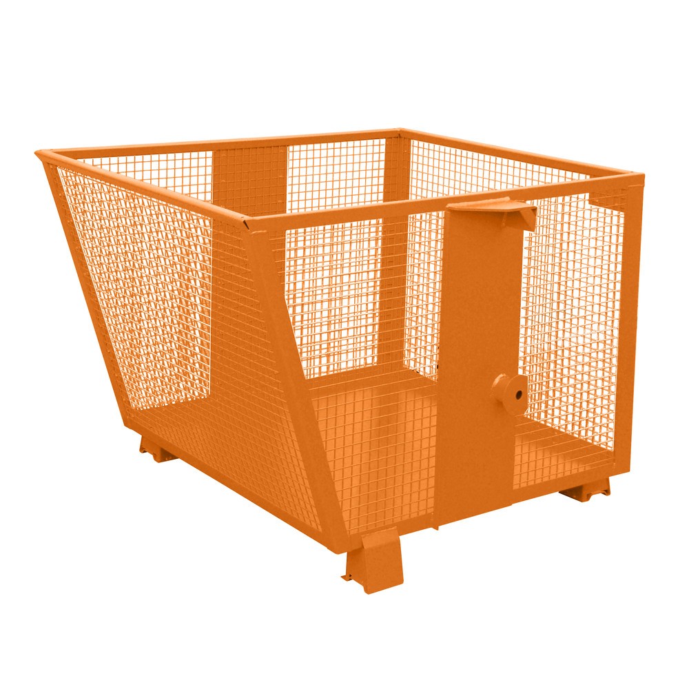 Číslo obrázku produktu 1: Bauer® Vyklápěcí zásobník s mřížovými stěnami, lakovaný, objem 0,9 m³, RAL 2000 žlutooranžová