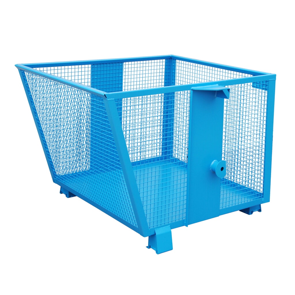 Bauer® Vyklápěcí zásobník s mřížovými stěnami, lakovaný, objem 0,9 m³, RAL 5012 světle modrá Číslo obrázku produktu 1: Bauer® Vyklápěcí zásobník s mřížovými stěnami, lakovaný, objem 0,9 m³, RAL 5012 světle modrá