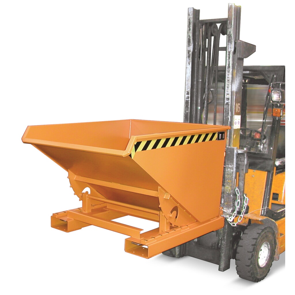 Bauer® Vyklápěcí zásobník s pojízdnou mechanikou, lakovaný, objem 0,15 m³, RAL 2000 žlutooranžová Číslo obrázku produktu 4: Bauer® Vyklápěcí zásobník s pojízdnou mechanikou, lakovaný, objem 0,15 m³, RAL 2000 žlutooranžová