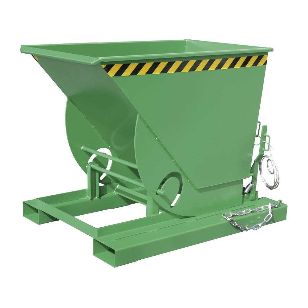 Obrázek produktu: Bauer® Vyklápěcí zásobník s pojízdnou mechanikou, nosnost 1 000 kg, lakovaný, objem 0,5 m³, RAL 6011 rezedová zelená
