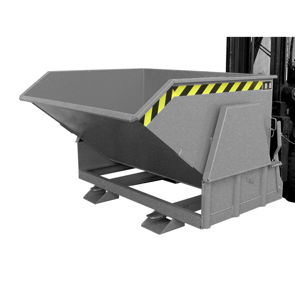 Obrázek produktu: Bauer® Vyklápěcí zásobník s pojízdnou mechanikou Premium, široká konstrukce, lakovaný, bez víka, objem 1,2 m³, RAL 7005 myší šedá