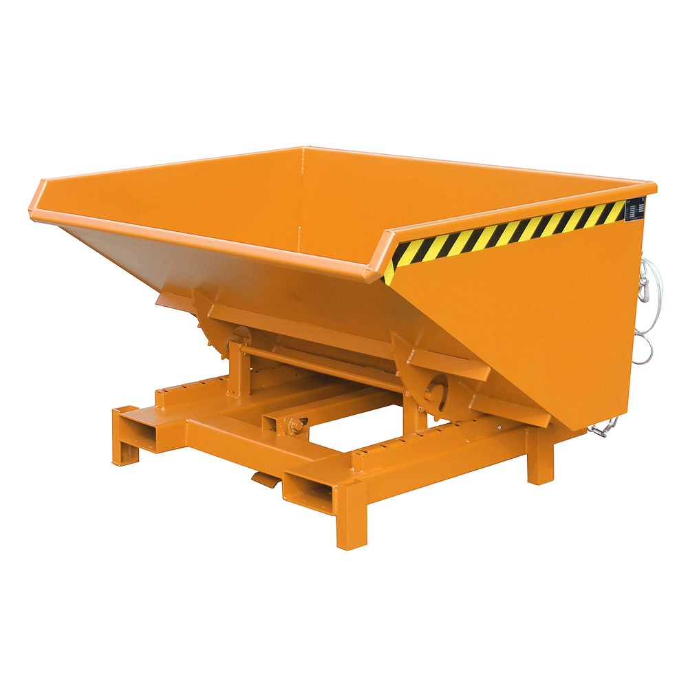 Číslo obrázku produktu 1: Zátěžový vyklápěcí zásobník Bauer®, nosnost 4000 kg, lakované provedení, objem 0,9 m³, RAL 2000 žlutooranžová