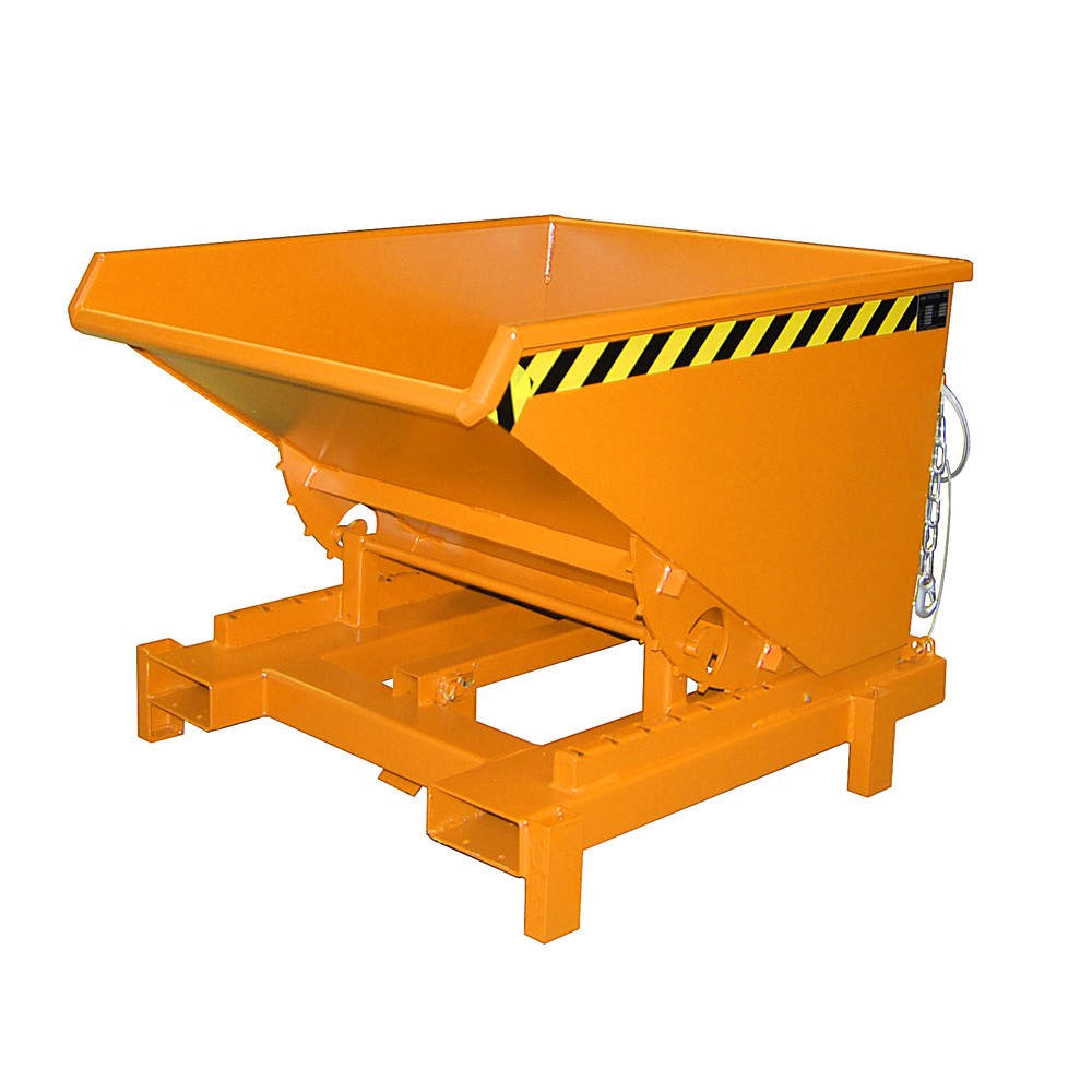 Číslo obrázku produktu 1: Zátěžový vyklápěcí zásobník Bauer®, nosnost 4000 kg, lakované provedení, objem 0,6 m³, RAL 2000 žlutooranžová