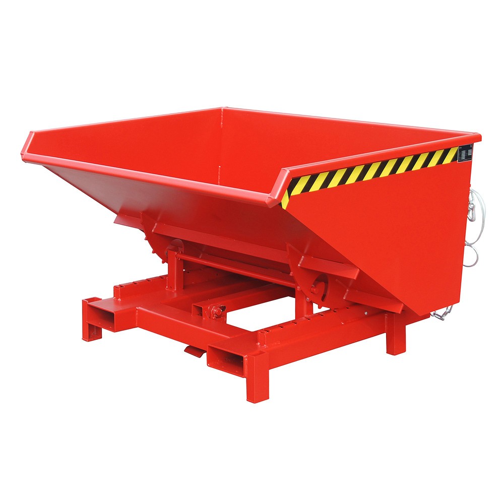 Číslo obrázku produktu 1: Zátěžový vyklápěcí zásobník Bauer®, nosnost 4000 kg, lakované provedení, objem 0,9 m³, RAL 3000 ohnivě červená