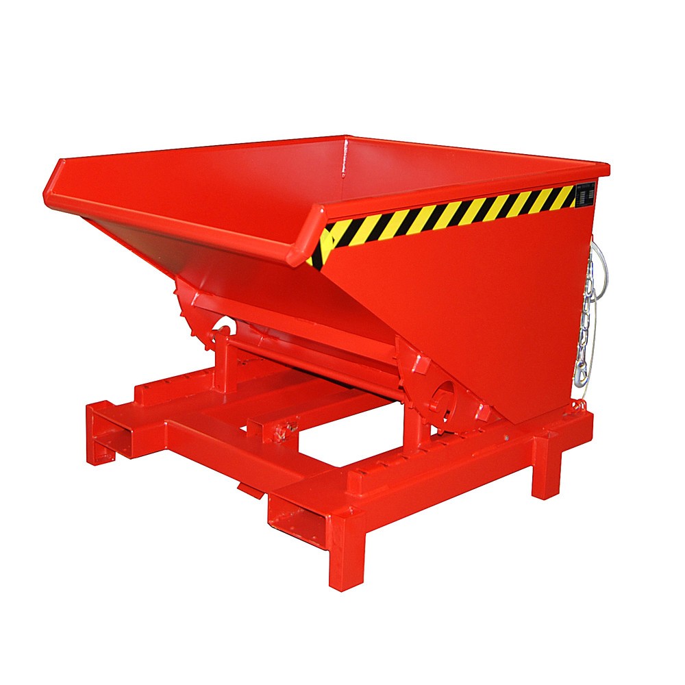 Číslo obrázku produktu 1: Zátěžový vyklápěcí zásobník Bauer®, nosnost 4000 kg, lakované provedení, objem 0,6 m³, RAL 3000 ohnivě červená