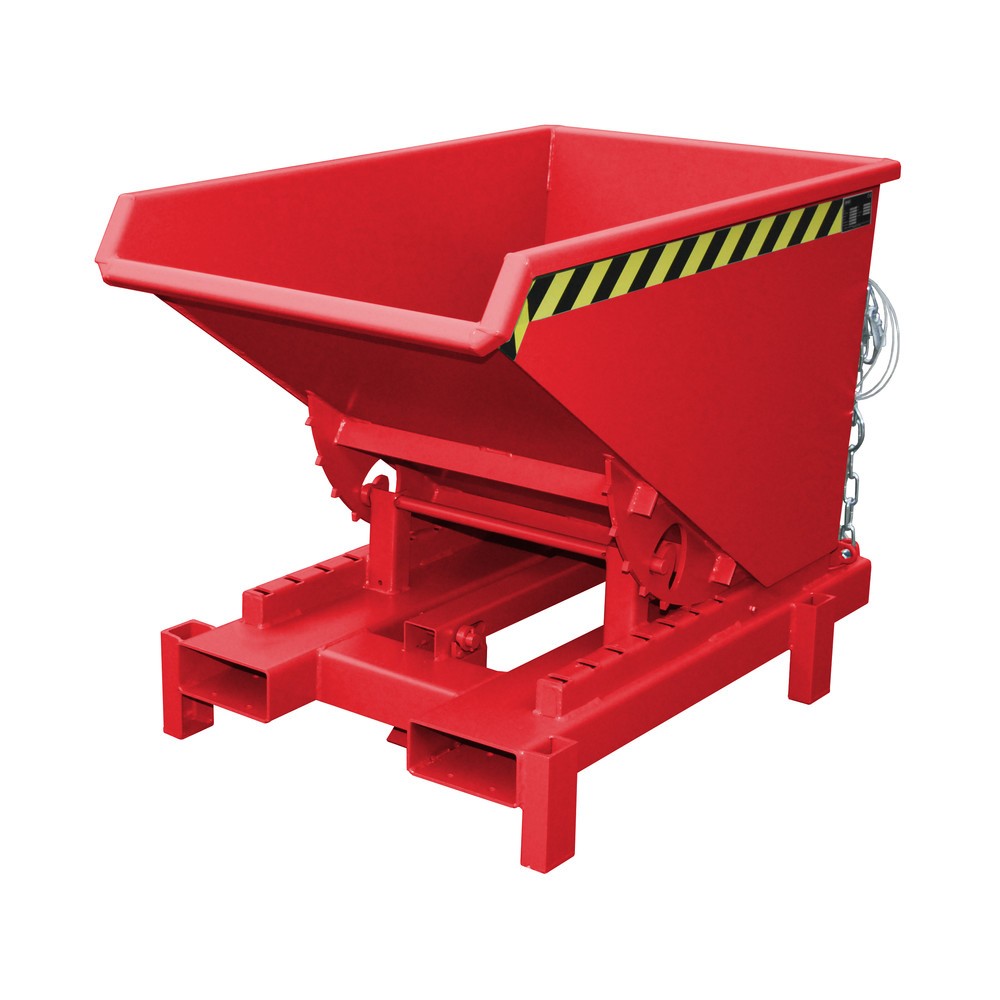Číslo obrázku produktu 1: Zátěžový vyklápěcí zásobník Bauer®, nosnost 4000 kg, lakované provedení, objem 0,3 m³, RAL 3000 ohnivě červená
