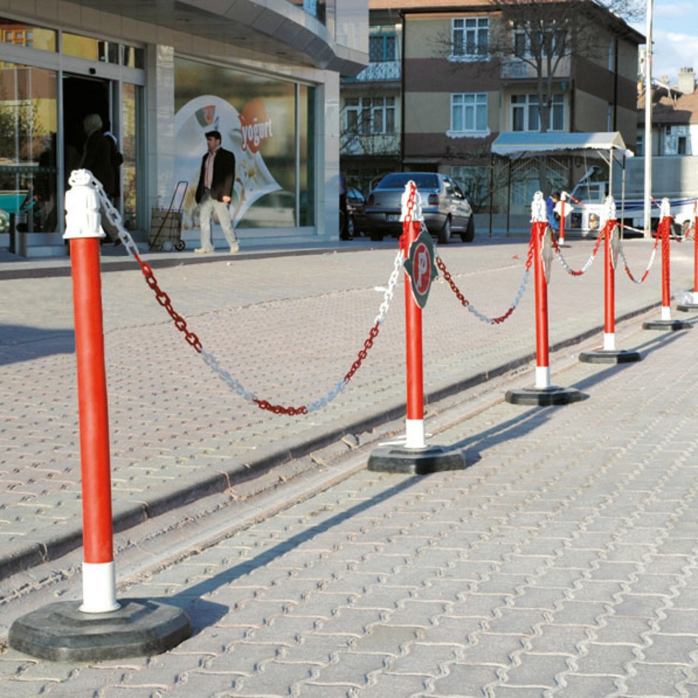 Číslo obrázku produktu 2: Výstražný sloupek s řetězem, Ø 63 mm, červený