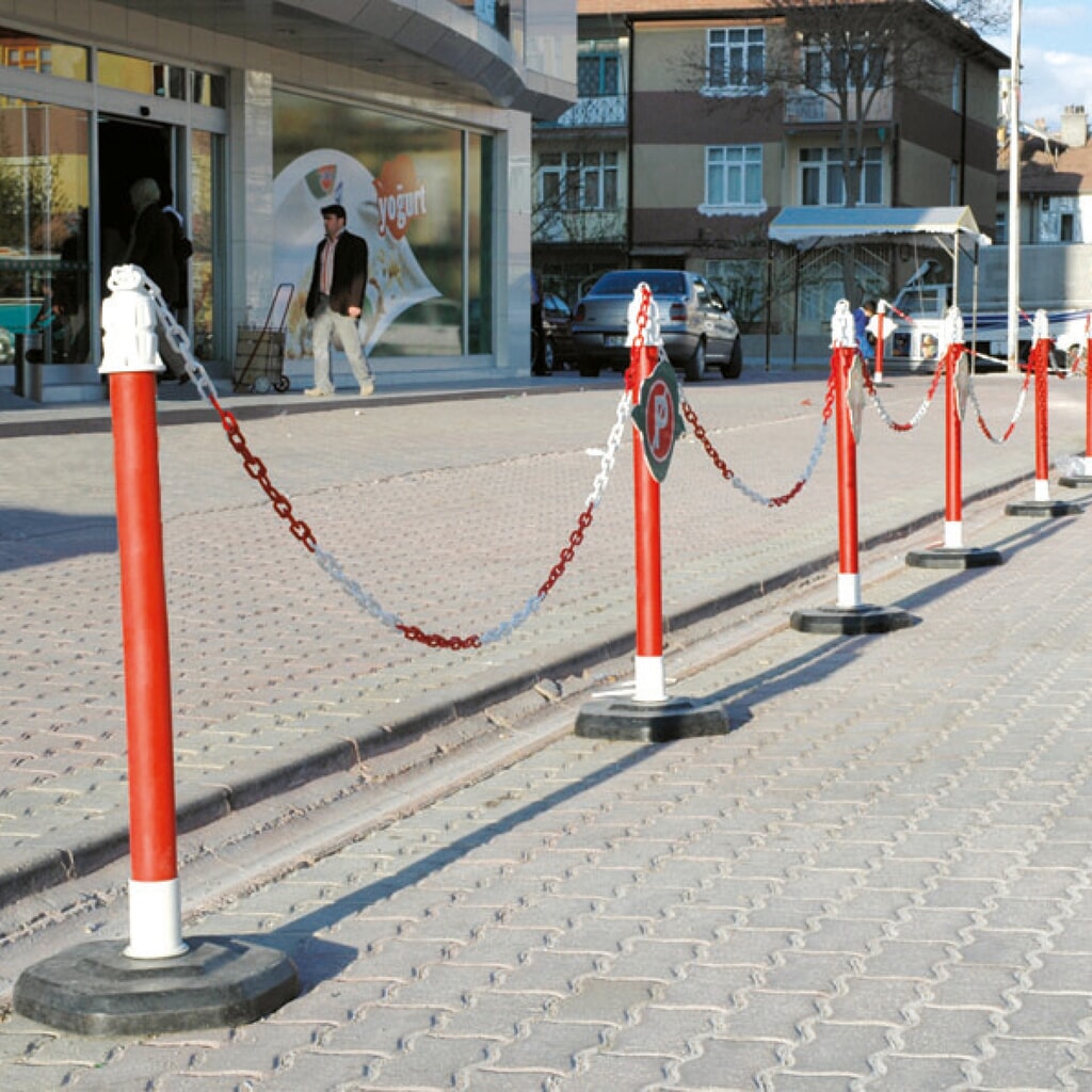 Výstražný sloupek s řetězem, Ø 63 mm, červený Číslo obrázku produktu 2: Výstražný sloupek s řetězem, Ø 63 mm, červený