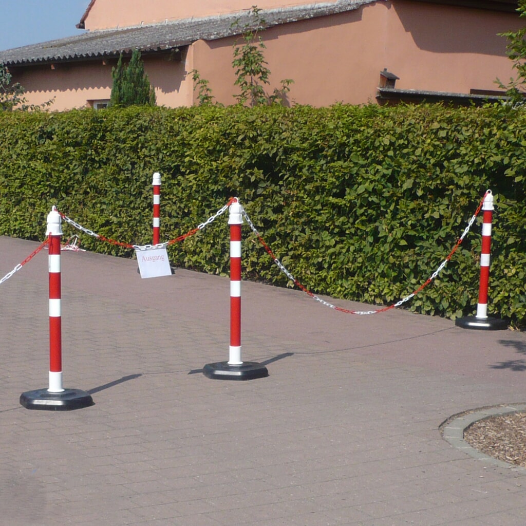 Výstražný sloupek s řetězem, Ø 63 mm, červený/retroreflexní Číslo obrázku produktu 2: Výstražný sloupek s řetězem, Ø 63 mm, červený/retroreflexní