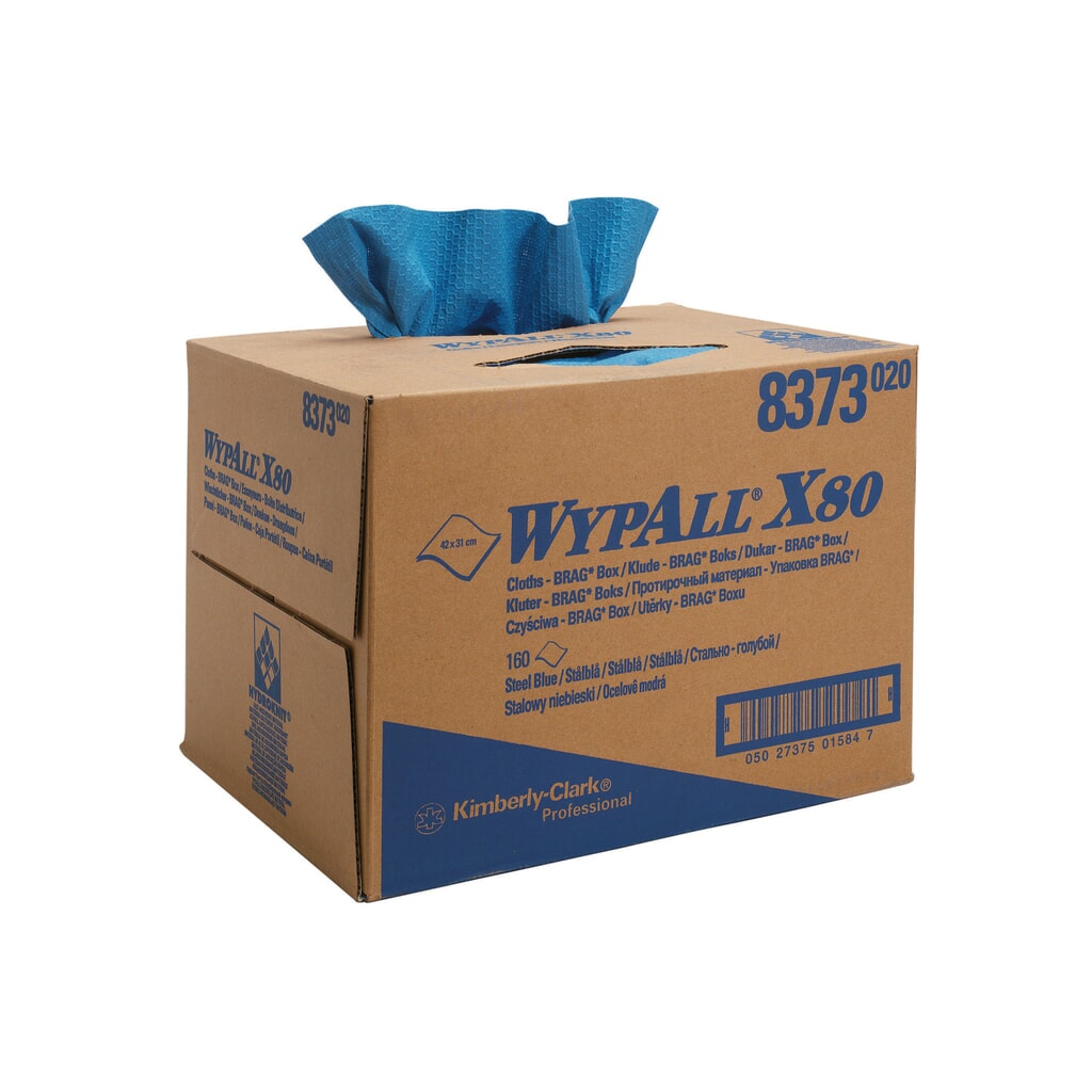 Obrázek produktu: WYPALL X80 ubrousky, vxŠ 427 x 282 mm, BRAG bedna, ocel modrá