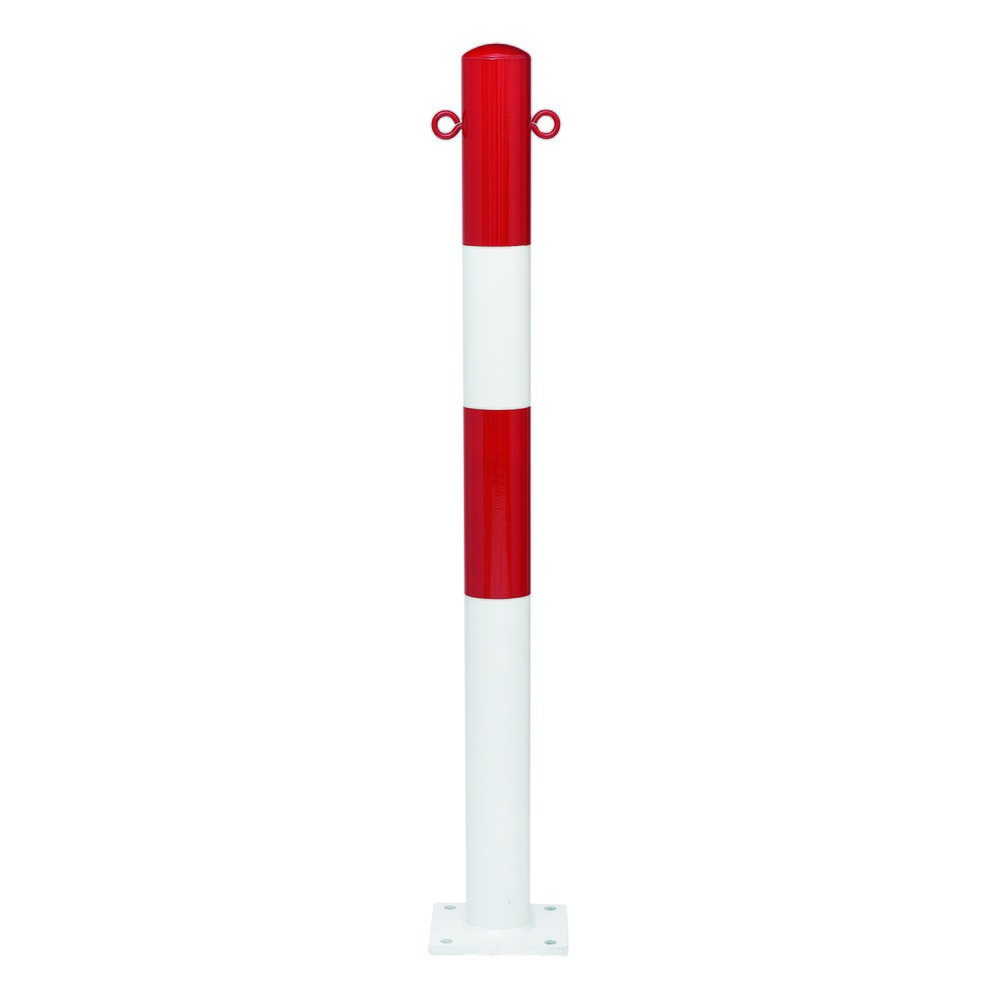 Číslo obrázku produktu 1: MORION fixní zahrazovací sloupek, kulatá trubka průměr 76 mm, potažená plastem, pro hmoždinky, 2 očka řetěz