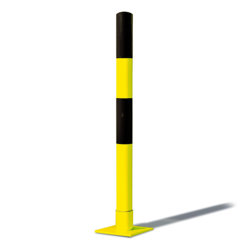 Číslo obrázku produktu 1: Zahrazovací sloupek MORION-SWING, funkce samočinného vrácení do svislé polohy, trubka s kruhovým průřezem Ø 76 mm, k uložení do kotev, černá/žlutá
