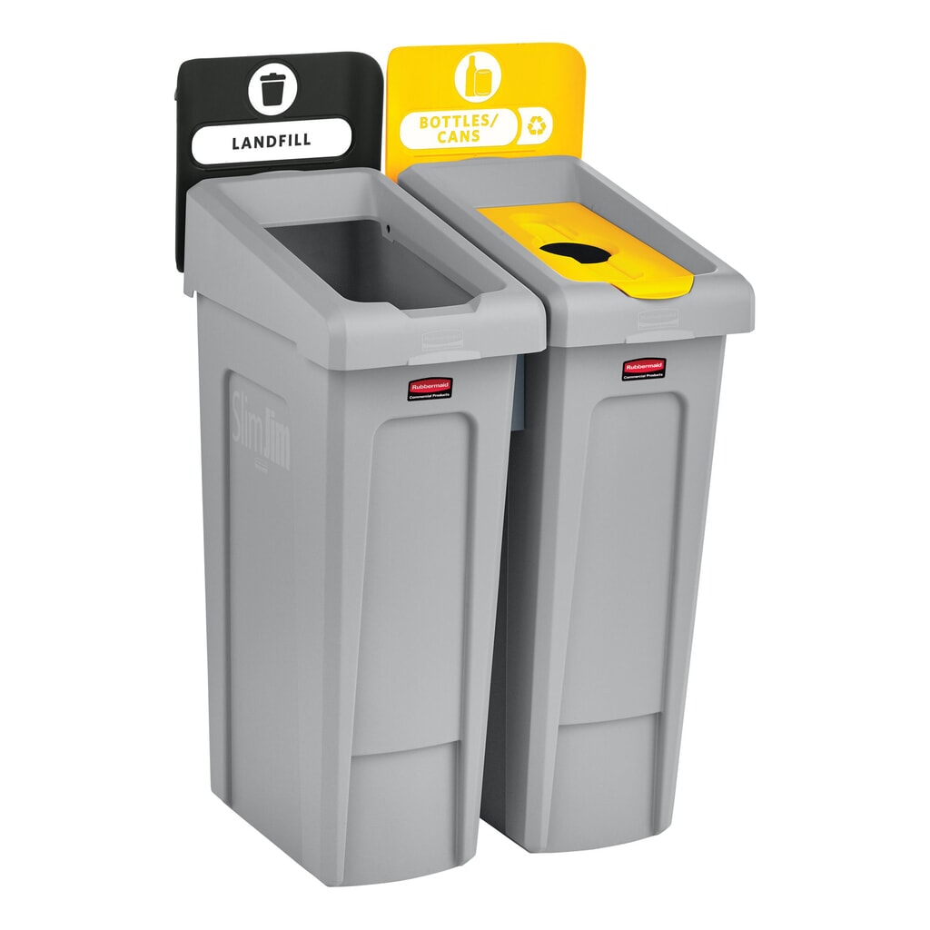 Základní sada pro recyklační stanici Rubbermaid® Slim Jim s nádobou na sběrné suroviny 87 litrů, s otevřeným víkem, s nacvakávacími spojkami Číslo obrázku produktu 3: Základní sada pro recyklační stanici Rubbermaid® Slim Jim s nádobou na sběrné suroviny 87 litrů, s otevřeným víkem, s nacvakávacími spojkami