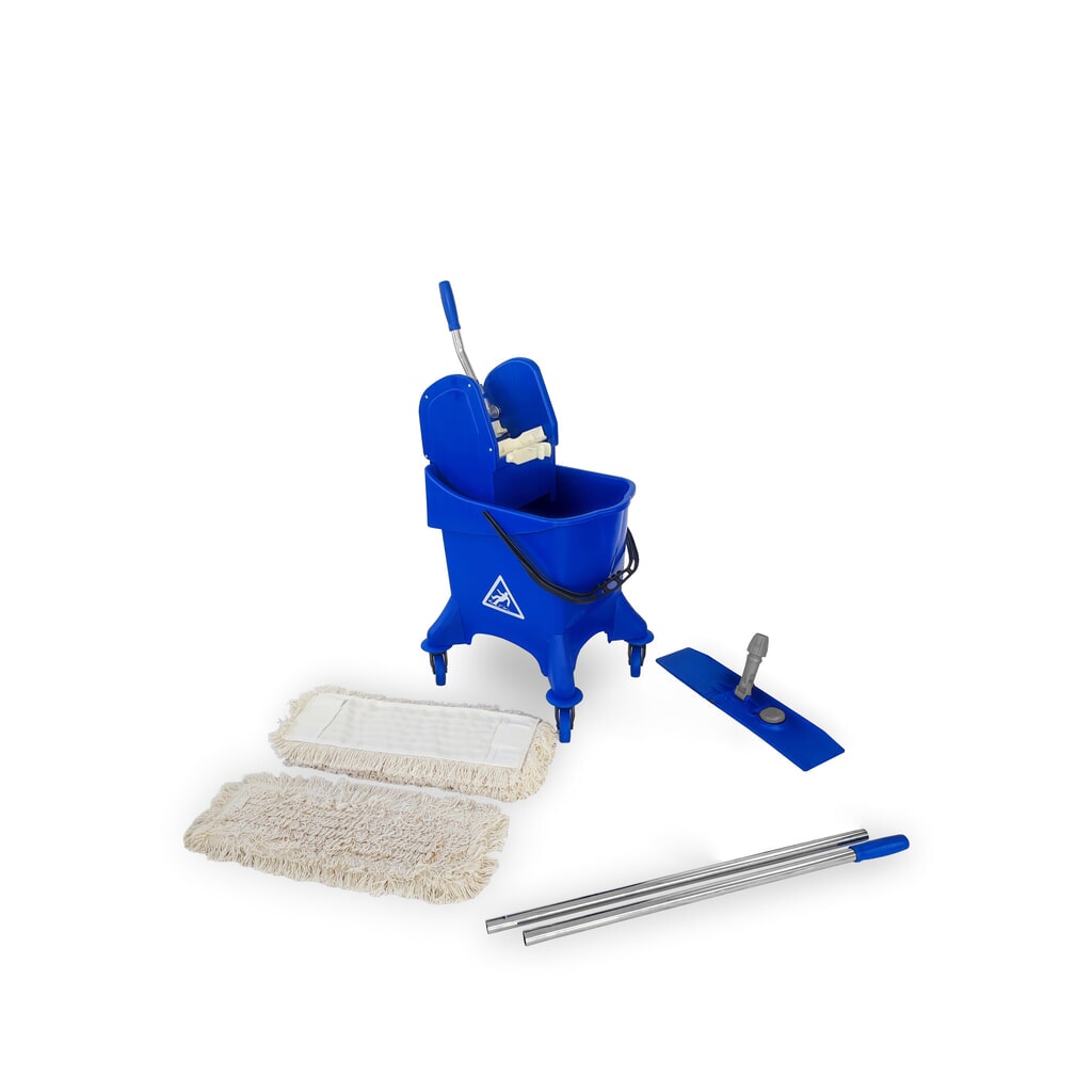 Steinbock® základní sada čisticího vozíku, jednoduchý pojízdný kbelík 30 l, 5× bavlněný mop 400 mm, 2dílná chromovaná rukojeť a skládací držák Číslo obrázku produktu 2: Steinbock® základní sada čisticího vozíku, jednoduchý pojízdný kbelík 30 l, 5× bavlněný mop 400 mm, 2dílná chromovaná rukojeť a skládací držák