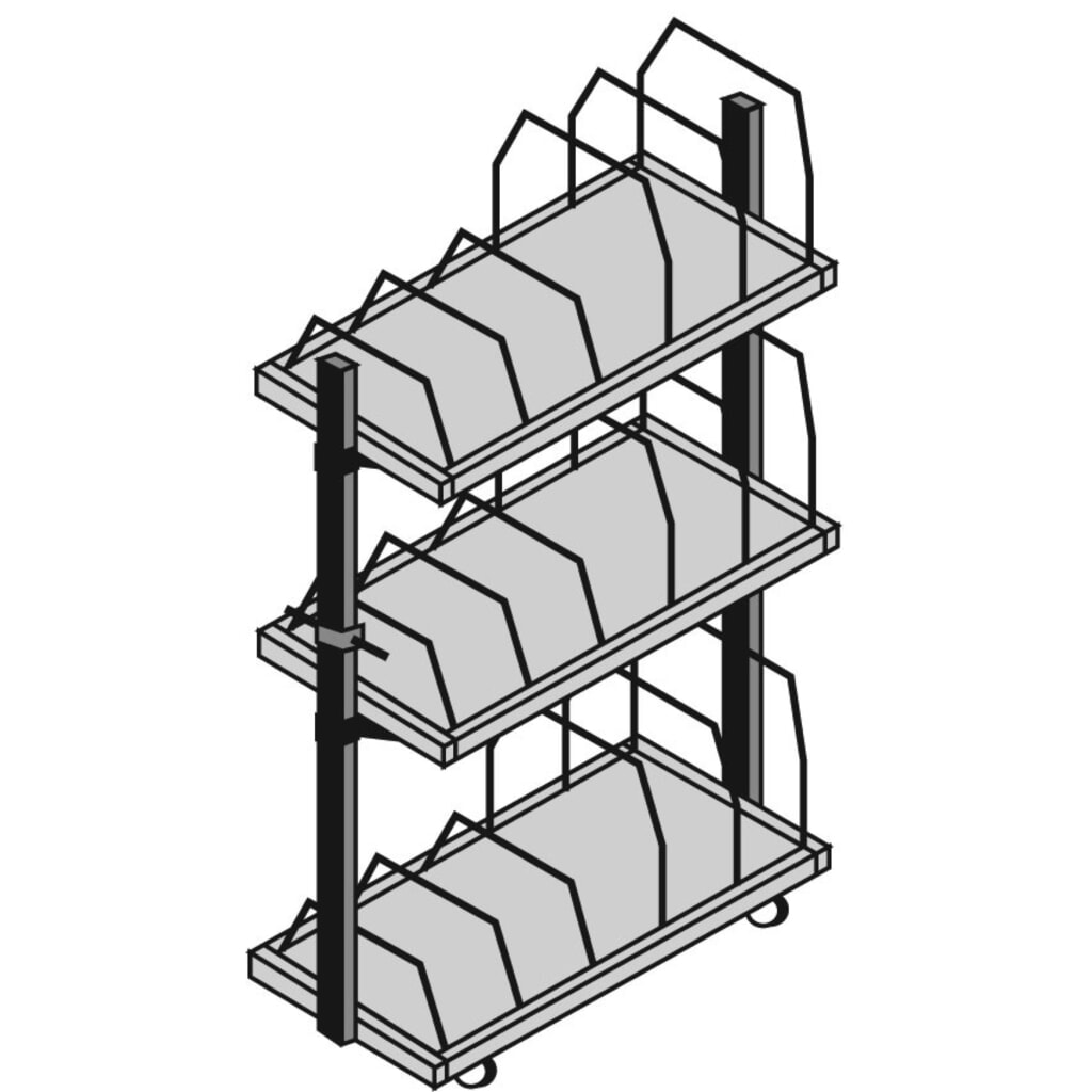 Zásobník na lepenkové obaly Rocholz s madlem, 3 patra, VxŠxH 1860 x 1015 x 600 mm Číslo obrázku produktu 4: Zásobník na lepenkové obaly Rocholz s madlem, 3 patra, VxŠxH 1860 x 1015 x 600 mm