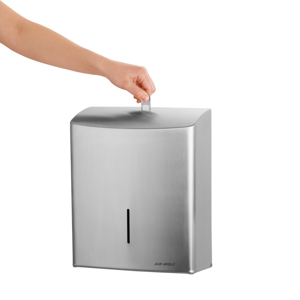 Číslo obrázku produktu 8: Zásobník na papírové ručníky Air-Wolf pro až 600 skládaných ručníků, kartáčovaná ušlechtilá ocel