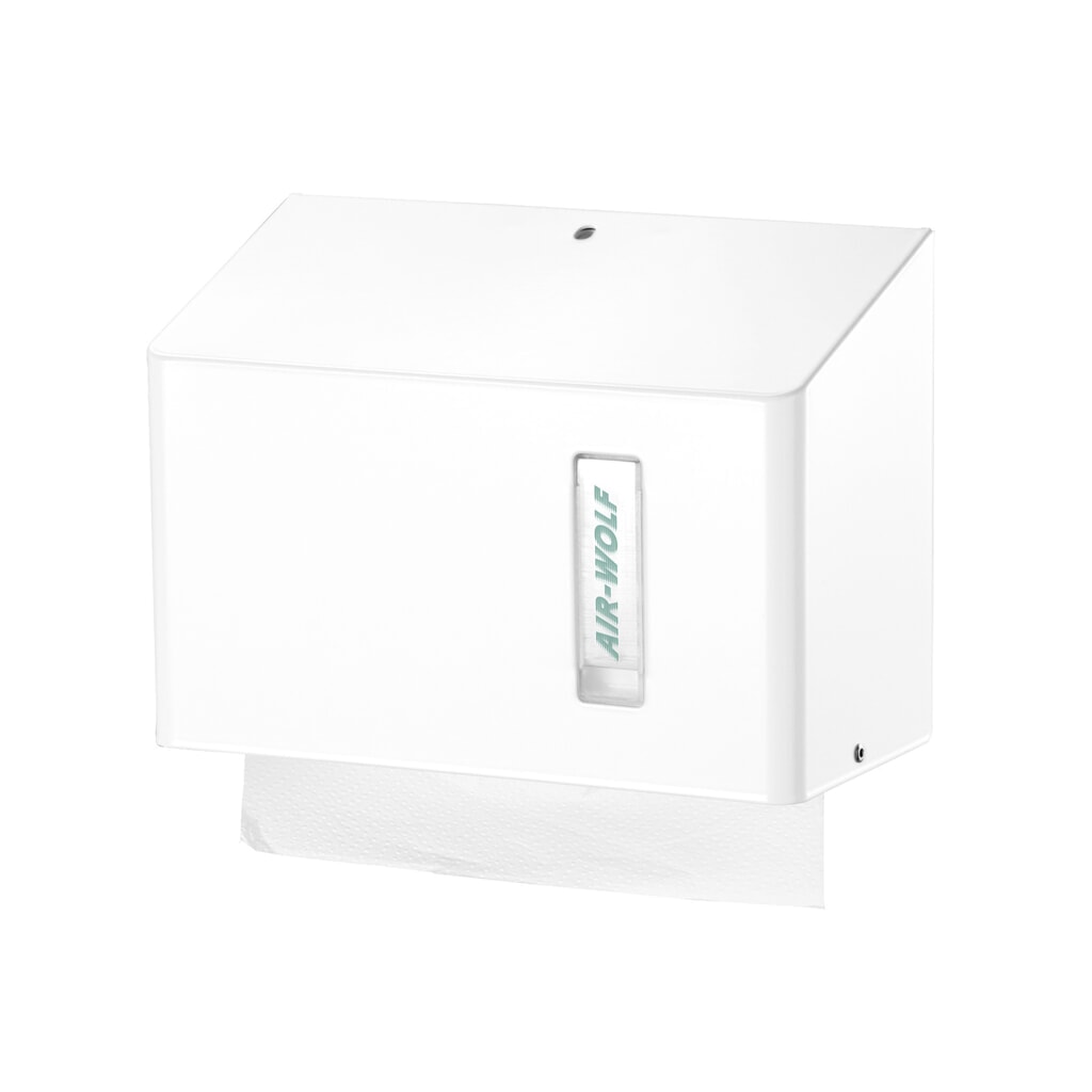 Obrázek produktu: Zásobník na papírové ručníky Air-Wolf pro cca 300 papírových ručníků, řada Omega, bílá