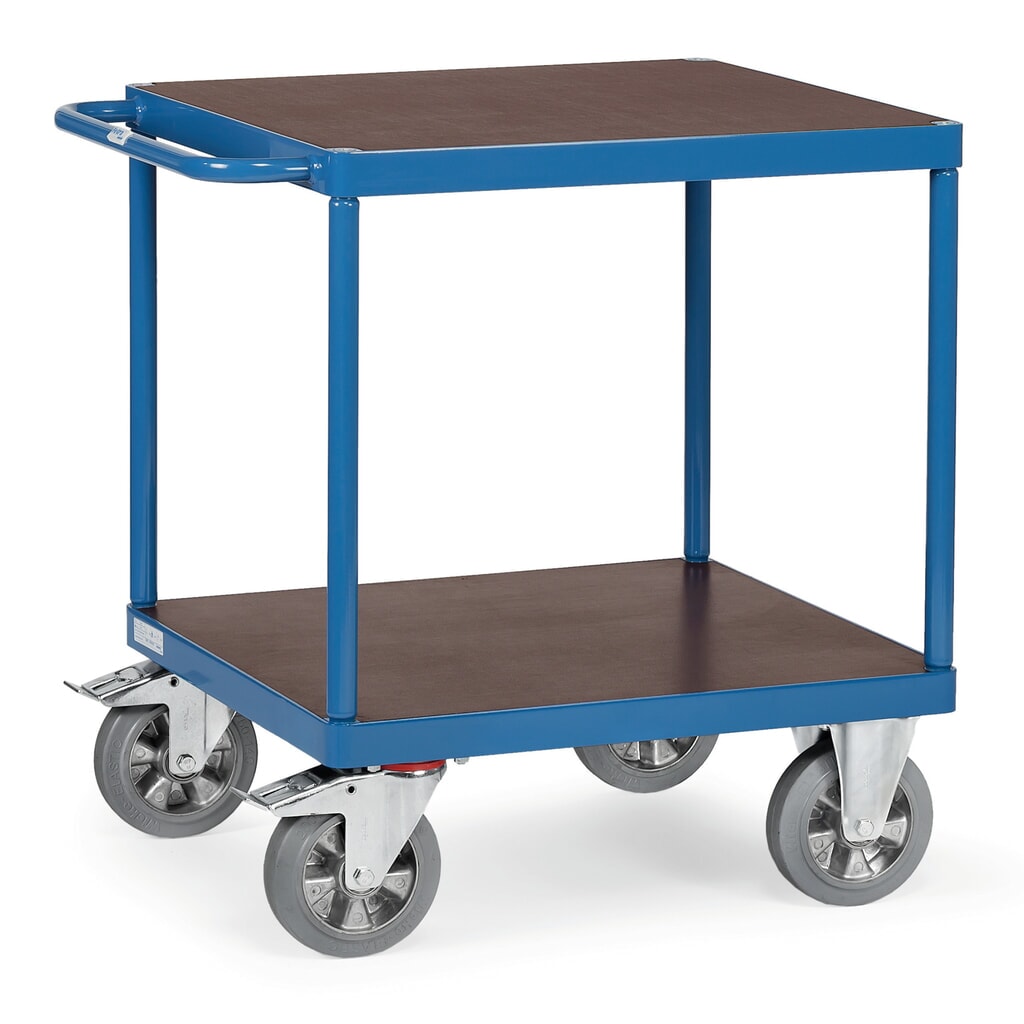 Zátěžový pojízdný stolek fetra®, nosnost 1200 kg, 2 patra à 700 x 700 mm Obrázek produktu: Zátěžový pojízdný stolek fetra®, nosnost 1200 kg, 2 patra à 700 x 700 mm