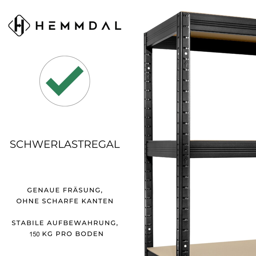 Zátěžový regál HEMMDAL typ S, černá – 180 x 90 x 45 cm – až 750 kg Číslo obrázku produktu 3: Zátěžový regál HEMMDAL typ S, černá – 180 x 90 x 45 cm – až 750 kg